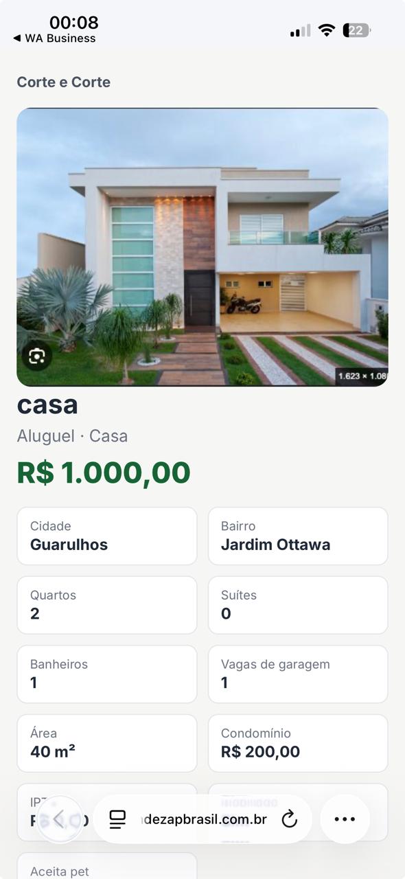 Galeria pública de imóvel no celular